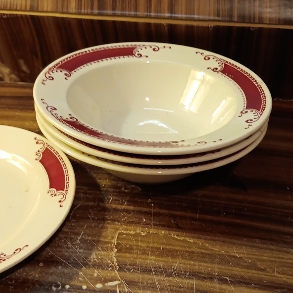 Vintage 1950s mcm farmhouse Homer Laughlin restaurant Ware saucer bowls red - Picture 3 of 5